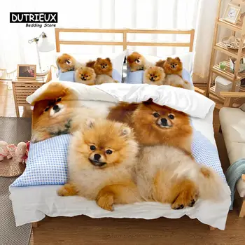 Набор пододеяльников для собак 3D для любителей щенков, модный комплект постельного белья, мягкий удобный дышащий пододеяльник, для декора спальни, гостевой комнаты