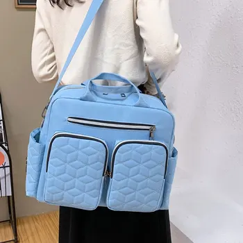 Нейлоновая Сумка для мамы, Сменная Повседневная Однотонная водонепроницаемая сумка на молнии для путешествий на открытом воздухе, сумка для хранения подгузников в Кемпинге