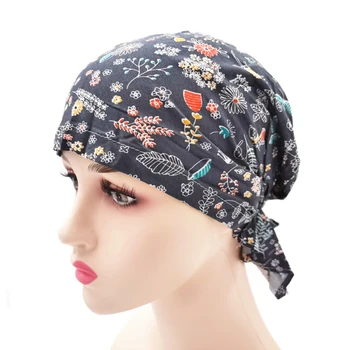 Новая женская повседневная повязка на голову, Химическая шляпа от рака, Мусульманская модная повязка на голову с цветочным принтом, Аксессуары для волос для девочек