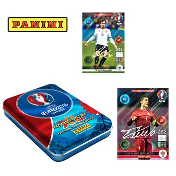 Новая Подлинная Карточка Panini Football Star, Железная Коробка, Коллекция торговых Карточек, Карточная Игра, Детская игрушка 2016 (9 упаковок + 2 шт, ограниченное количество карточек)