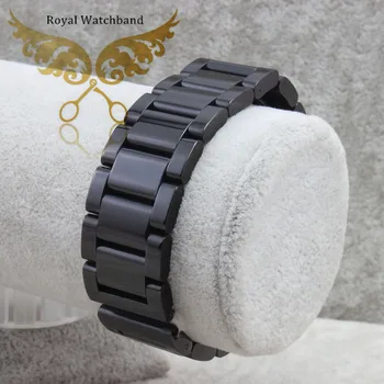 Новое поступление, 22 мм, высококачественный черный ремешок для часов из нержавеющей стали, двойная пряжка/застежки, ремешок-браслет Для часов, Бесплатная доставка