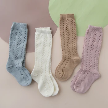 Новые Летние Детские носки Для маленьких девочек, Носки до колена для малышей, Хлопчатобумажные Носки с длинной Трубкой, Милые Сетчатые носки Принцессы, Детские открытые носки