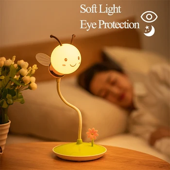 Ночники с мультяшной пчелой, USB-зарядка, ночник, креативная лампа для чтения с затемнением, прикроватная детская комната, подарок для младенцев