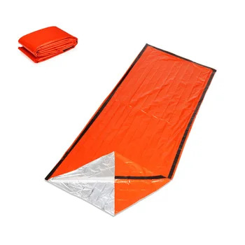 Одноместный аварийный спальный мешок из алюминиевой пленки PE, простой морозостойкий теплый аварийный спальный мешок с сумкой для хранения