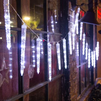 Открытый Рождественский светильник для сбора Сосулек, 20 Трубок, Подключаемый Ледяной Шнур, Метеоритный дождь, Дождевая Гирлянда для Праздника на карнизе