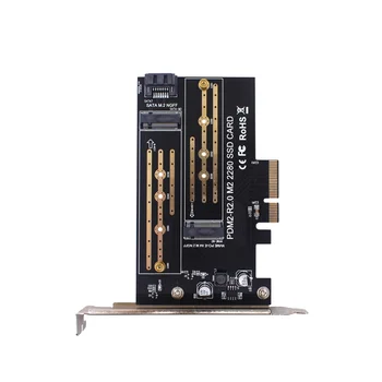 Плата адаптера PCIE Dual M.2 NVME для Pcie 4X M2 SSD Адаптер B/M Ключ Поддержки Жестких дисков PCI Express 3,0 2230-2280