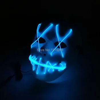 Популярные 10 цветов на выбор EL lighting светодиодная маска Праздничное освещение для Хэллоуина и Рождества EL wire Mask + EL драйвер постоянного тока 3 В