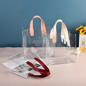 Прозрачная сумка из ПВХ Большой емкости, Прозрачная Свадебная сумка для конфет, сумка для покупок, Подарочная сумка, Модная Портативная пластиковая сумка для хранения