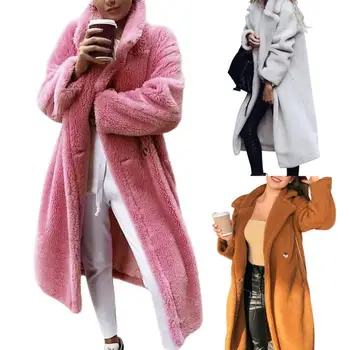 Розовая Длинная куртка, Пальто, Женская зима 2021, Толстая теплая Верхняя одежда большого размера, Пальто, Женские шубы из искусственного меха овечьей шерсти