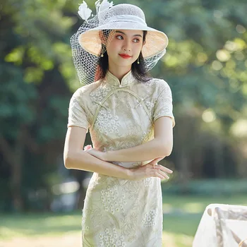 Роскошное дизайнерское летнее сетчатое платье с вышивкой в тонком китайском стиле, женское платье Ципао, современное