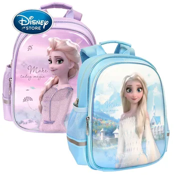 Рюкзак принцессы Эльзы для детского сада Disney Frozen для девочек 3-6 лет, двойной рюкзак на плечо, водонепроницаемые детские рюкзаки с 3D тиснением