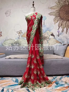 Свадебное платье Индийское Сари с ручной вышивкой Пакистанское Мусульманское свадебное платье Lenha для женщин