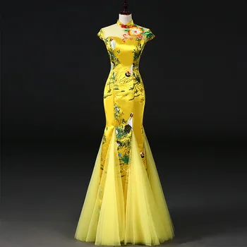 Сексуальное Тонкое Платье с вышивкой Журавля, Свадебное платье в китайском стиле, Чонсам, Ретро-Свадебное платье, Qipao Lady Vestido, Женское платье S-3Xl