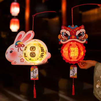 Со светодиодной подсветкой, осенний фонарь, материалы для поделок, ретро ручной работы, светящийся кролик удачи, аксессуары Hanfu