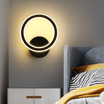 Современный светодиодный настенный светильник Креативного индивидуального дизайна Прикроватная тумбочка для спальни гостиная проход Круглый и квадратный коридор Алюминиевый светильник