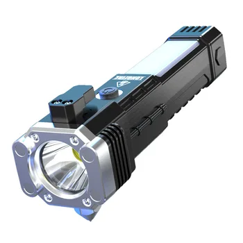 Тактический светодиодный фонарик с USB-аккумулятором, фонарик-вспышка, Многофункциональный автомобильный молоток безопасности, стеклоподъемник, фонарь для самообороны
