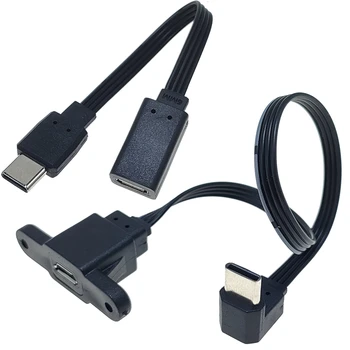 Угол наклона 10 см 20 см Micro USB Женский к USBC мужской кабель 90 градусов microUSB к USB Type C мужской кабель Синхронизация данных зарядка