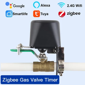Умный Контроллер клапана Tuya Zigbee для автоматического включения выключения подачи воды и газа Работает с Alexa Google Assistant Smart Life