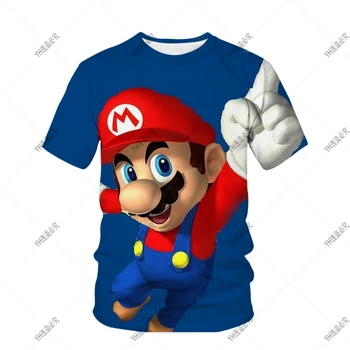Футболка для мальчиков в костюме Супер Марио, летняя футболка, футболка для косплея братьев Марио, футболка для мальчиков в стиле фэнтези 