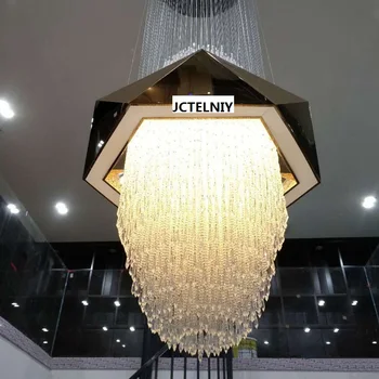 Хрустальная люстра современный свет роскошная геометрическая люстра высокого класса на заказ в лобби отеля