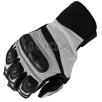 Черные Белые перчатки из натуральной кожи для езды на мотоцикле, летние дышащие новые