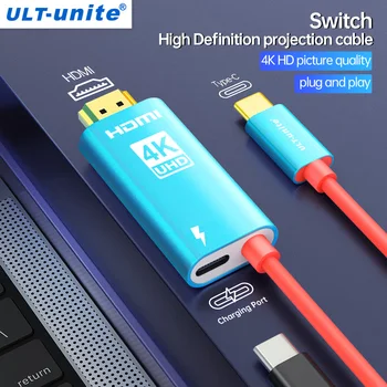 Штекерный кабель Type C-HDMI с портом питания PD60W 4K 30Hz USB C Штекерный кабель HDMI для Nintendo Switch TV MacBook Huawei Xiaomi