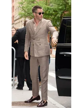 Элегантный мужской костюм, новый однотонный комплект из двух предметов, остроконечный воротник, Модное двубортное приталенное деловое повседневное пальто 2023