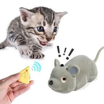 Электронная мышь с дистанционным управлением, игрушки для кошек, интерактивная игрушка для дразнения кошек, плюшевая эмуляция крысиных мышей, вращающаяся на 360 ° игрушка для собак