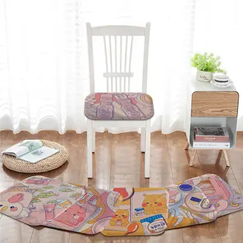 Японский корм для кошек, вишневый напиток, Арт, Круглый коврик для дивана, Обеденный стол, подушки для стульев, Унисекс, противоскользящая диванная подушка