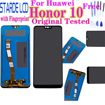 100% Оригинал Протестирован Для Huawei Honor 10 honor10 ЖК-дисплей + Замена Дигитайзера Сенсорного экрана в Сборе + Отпечаток пальца COL-L29